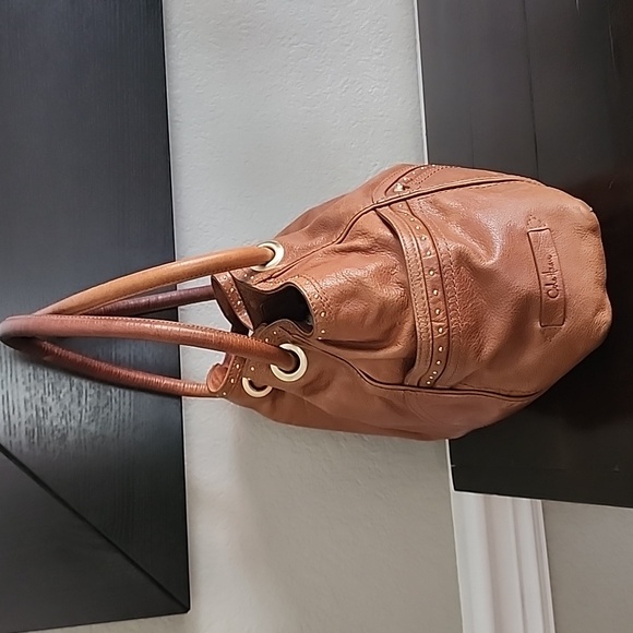 Cole Haan 100% Leather Brown Village Grommet Hobo Bag Medium Size - Picture 4 of 16